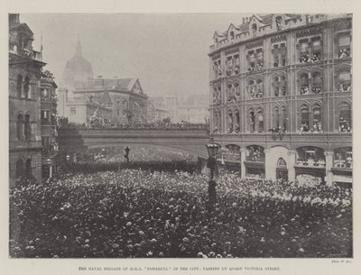 Naval Brigade of HMS Powerful in the City, passerar Queen Victoria Street av English Photographer