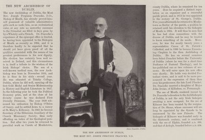 Den nye ärkebiskopen av Dublin, den högste vördnaden Joseph Ferguson Peacocke, DD av English Photographer