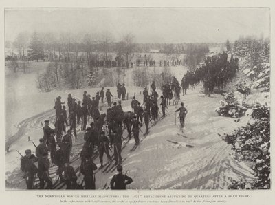 De norska vintermilitära manövrarna, skidavdelningen återvänder till Quarters efter en skenkamp av English Photographer