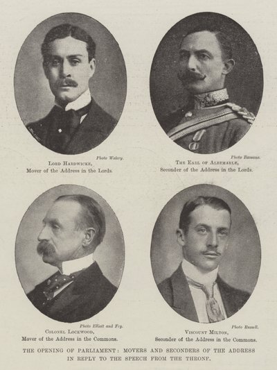 Öppnandet av parlamentet, föreläsare och avsändare av anförandet som svar på trontalet av English Photographer