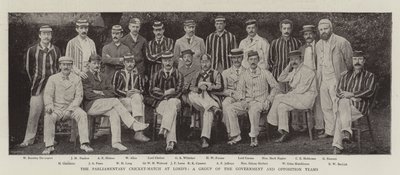 Den parlamentariska cricketmatchen på Lords, en grupp av regerings- och oppositionslag av English Photographer