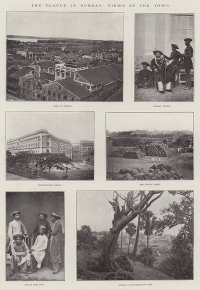 Pesten i Bombay, utsikt över staden av English Photographer