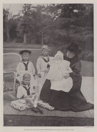 Drottningen och hennes barnbarnsbarn, familjen till hertigen av York av English Photographer