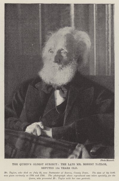 Drottningens äldsta subjekt, den avlidne Robert Taylor, känd som 134 år gammal av English Photographer