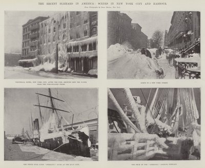 The Recent Blizzard i Amerika, scener i New York City och Harbor av English Photographer