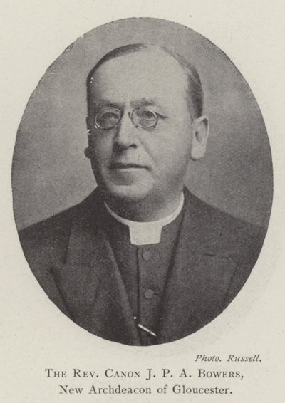 Reverend Canon J P A Bowers, ny ärkediakon av Gloucester av English Photographer