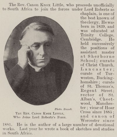 Reverend Canon Knox Little, som går med i Lord Robertss Force av English Photographer