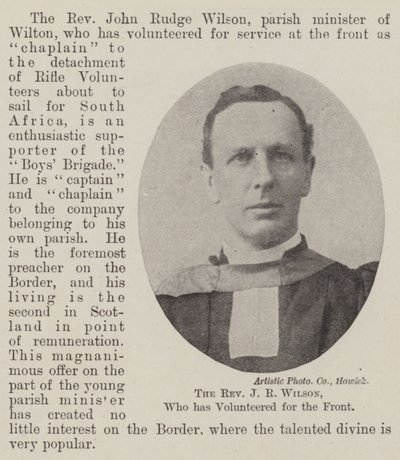 Pastor J R Wilson, som har anmält sig frivilligt för fronten av English Photographer