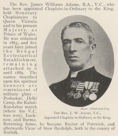 Pastor J W Adams, VC, utnämnde ordinarie kaplan till kungen av English Photographer