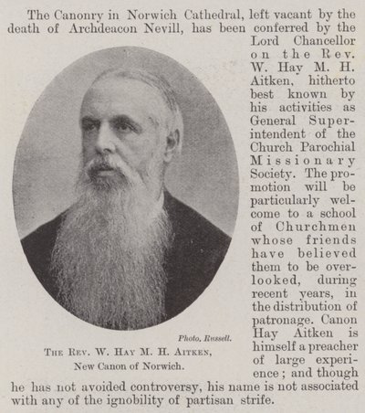 Pastor W Hay M H Aitken, ny kanon från Norwich av English Photographer