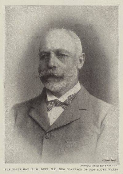 The Right Honourable R W Duff, MP, Ny guvernör i New South Wales av English Photographer