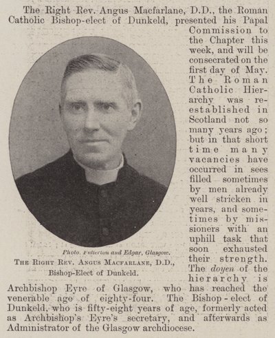 Den högra pastor Angus Macfarlane, DD, tillträdande biskop av Dunkeld av English Photographer