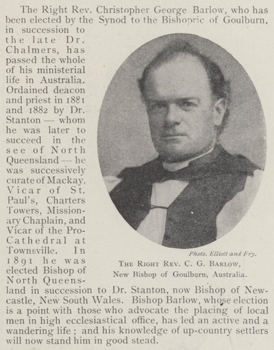 Den högra pastor C G Barlow, ny biskop av Goulburn, Australien av English Photographer