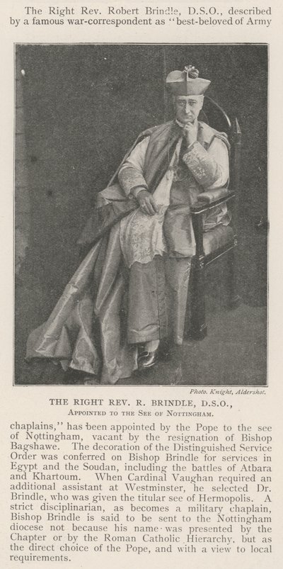 Den högra pastor R Brindle, DSO, utsedd till stolen i Nottingham av English Photographer