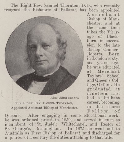 Den högra pastor Samuel Thornton, utnämnd till assisterande biskop av Manchester av English Photographer