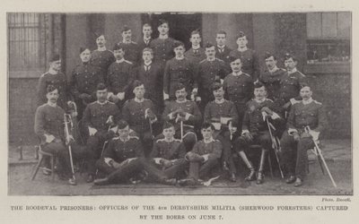 Roodeval Prisoners, officerare från 4th Derbyshire Militia (Sherwood Foresters) tillfångatagna av boerna den 7 juni av English Photographer