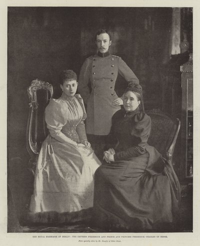 Det kungliga bröllopet i Berlin, kejsarinnan Fredrik och prinsen och prinsessan Fredrik Karl av Hessen av English Photographer