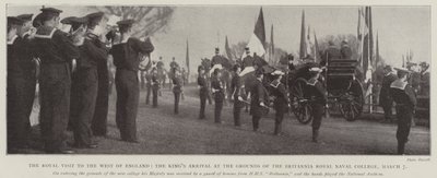 Det kungliga besöket i västra England, kungarnas ankomst till Britannia Royal Naval College, 7 mars av English Photographer