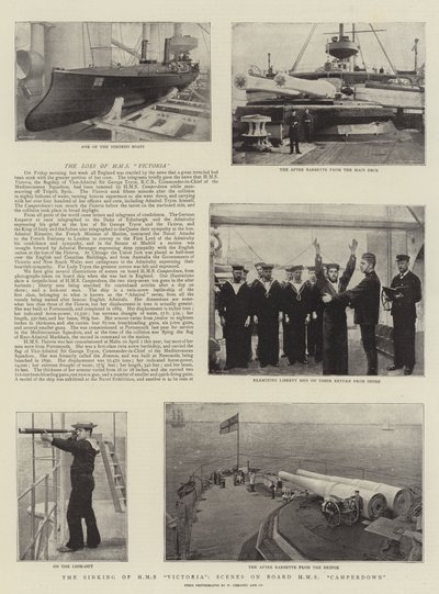 Sjunkandet av HMS Victoria, scener ombord på HMS Camperdown av English Photographer