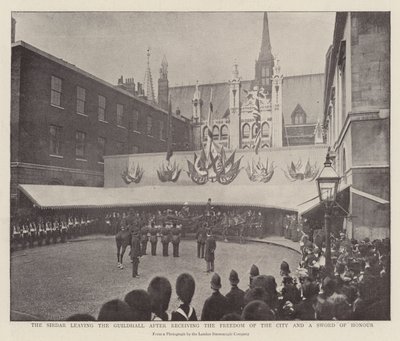 Sirdaren lämnar Guildhall efter att ha fått stadens frihet och ett hederssvärd av English Photographer