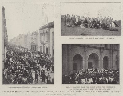 Det spansk-amerikanska kriget, scener i Las Palmas, Grand Canary, som nu befästs och försörjs av Spanien av English Photographer
