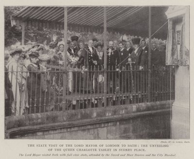 Statsbesöket av Lord Mayor of London i Bath, avtäckningen av Queen Charlotte Tablet i Sydney Place av English Photographer