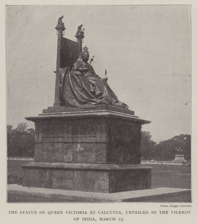 Statyn av drottning Victoria i Calcutta, avtäckt av Indiens vicekonung, 19 mars av English Photographer
