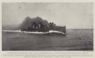 Torpedbåtsförstöraren HMS Viper, som körs med rekordfarten på 35,5 knop, eller nästan 41 mil per timme av English Photographer