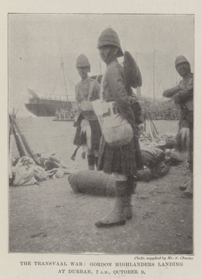 Transvaalkriget, Gordon Highlanders landar vid Durban, 07.00, 9 oktober av English Photographer