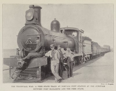 Transvaal War, ett fristatståg vid Norvals Pont Station vid korsningen mellan Port Elizabeth och Free State av English Photographer