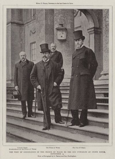 Kondoleansens besök av prinsen av Wales hos Duc dOrleans i Stowe House, 14 september av English Photographer
