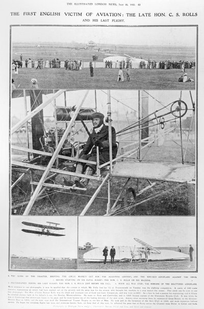 Det första engelska offret för flyget: Late Hon. C.S. Rolls, och hans sista flygning, från The Illustrated London News, 16 juli 1910 av English Photographer