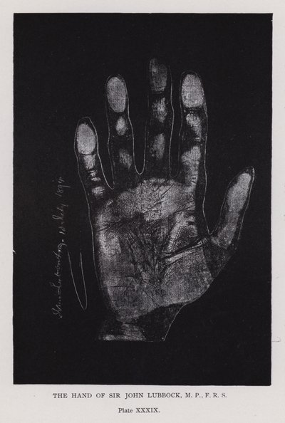 Sir John Lubbocks hand (s/v foto) av English Photographer