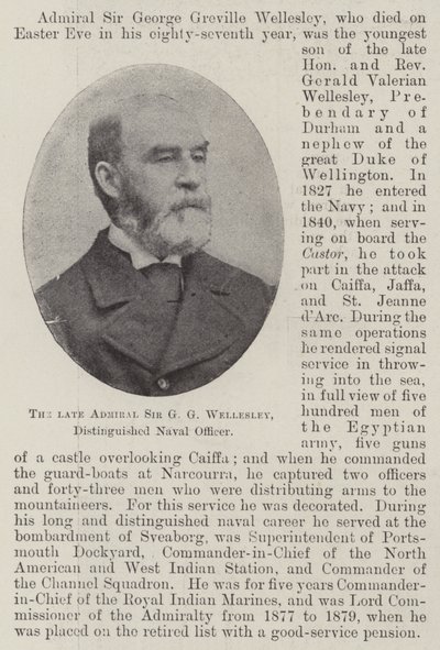 Den bortgångne amiralen Sir GG Wellesley, framstående sjöofficer av English Photographer