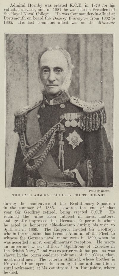 Den bortgångne amiralen Sir G T Phipps Hornby av English Photographer