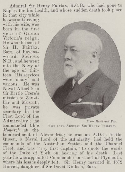 Den bortgångne amiralen Sir Henry Fairfax av English Photographer