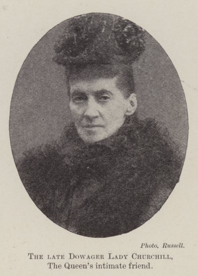 Den bortgångne enkefrun Lady Churchill, drottningens intima vän av English Photographer