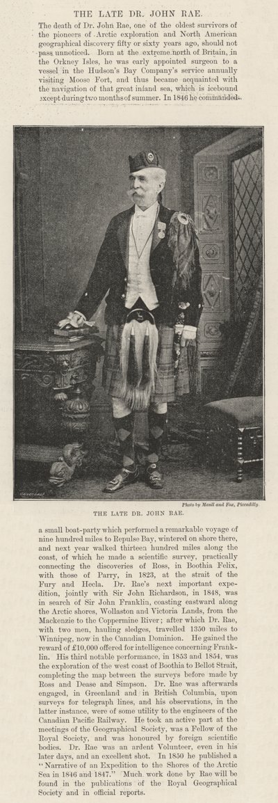 Den framlidne Dr John Rae av English Photographer