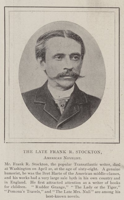 Den avlidne Frank R Stockton, amerikansk romanförfattare av English Photographer