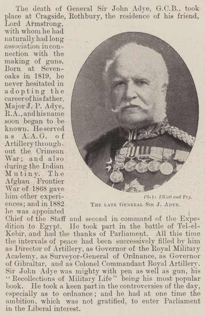 Den avlidne general Sir J Adye av English Photographer