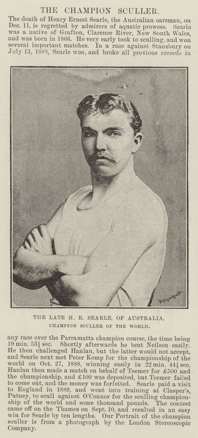 Den bortgångne H E Searle, från Australien, Champion Sculler of the World av English Photographer