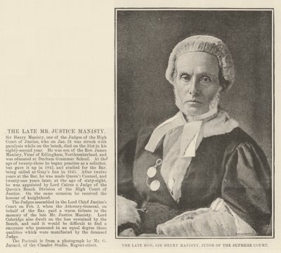 Den avlidne ärade Sir Henry Manisty, domare vid Högsta domstolen av English Photographer