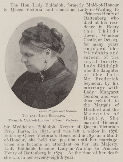 Den avlidna Lady Biddulph, tidigare brudtärna till drottning Victoria av English Photographer