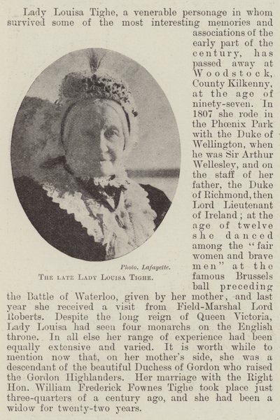 Den framlidna Lady Louisa Tighe av English Photographer