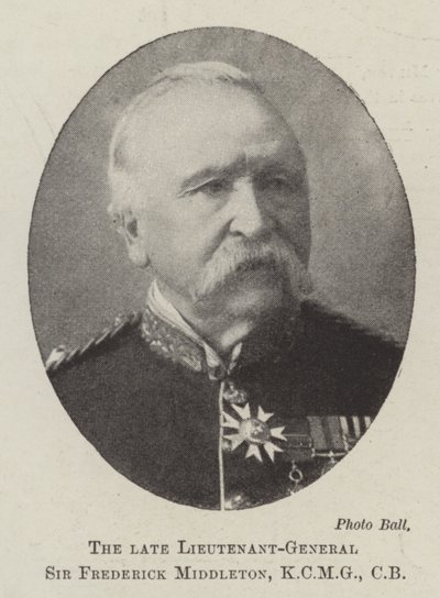 Den avlidne generallöjtnanten Sir Frederick Middleton, KCMG, CB av English Photographer