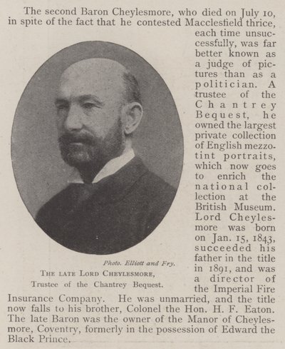 Den framlidne Lord Cheylesmore, förvaltare av Chantrey-legatet av English Photographer