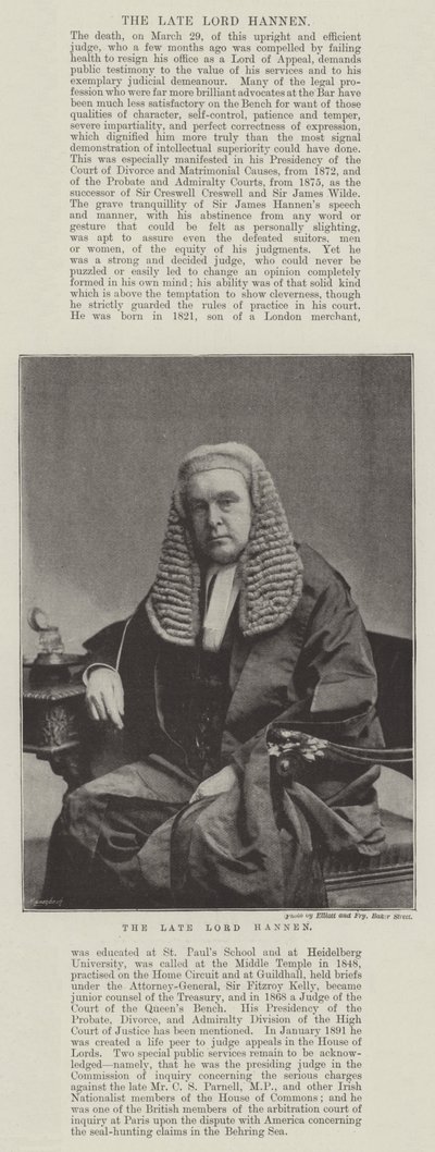 Den framlidne Lord Hannen av English Photographer