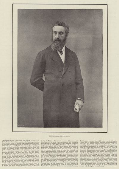 Den framlidne Lord Lytton, GCB av English Photographer