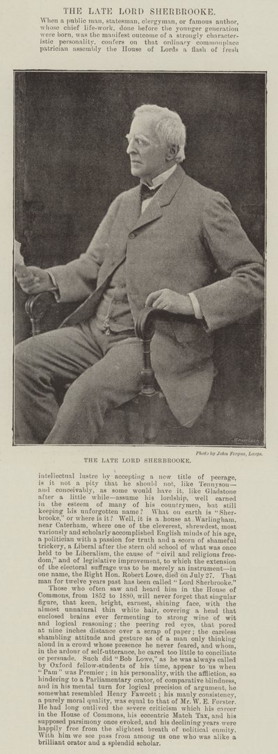 Den bortgångne Lord Sherbrooke av English Photographer