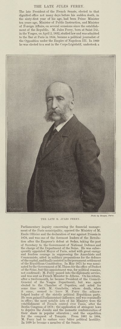 Den bortgångne M Jules Ferry av English Photographer